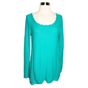 Anthropologie Sparrow Crochet Knit Sweater Teal